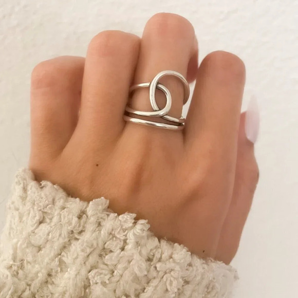 925 Sterling Silver Knot Ring Dainty Ring Twist Ring Minimalist Ring Band - Picture 2 of 10